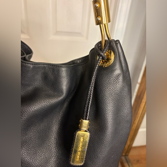 Michael Kors Black Braided Leather Shoulder Bag - Picture 5 of 9